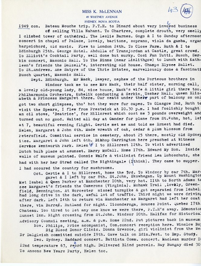 Katharine McLennan's Diary